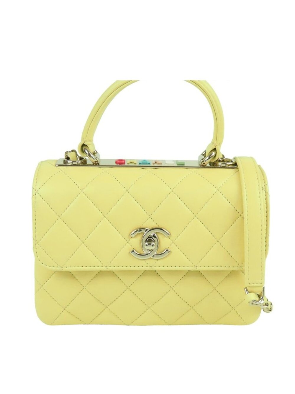 Chanel Trendy CC Top Handle Yellow Gold Lambskin 2-Way Chain